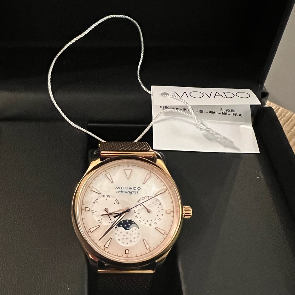 Movado Celestograph gold watch.